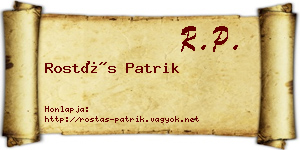 Rostás Patrik névjegykártya